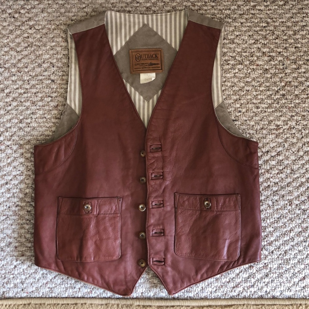 Outback Trading Company leather & canvas vest